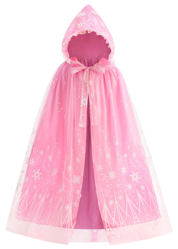 Purfeel Girls Cape For Elsa Dress Up Kids Hooded Cloak Costume Pink 7-10Years