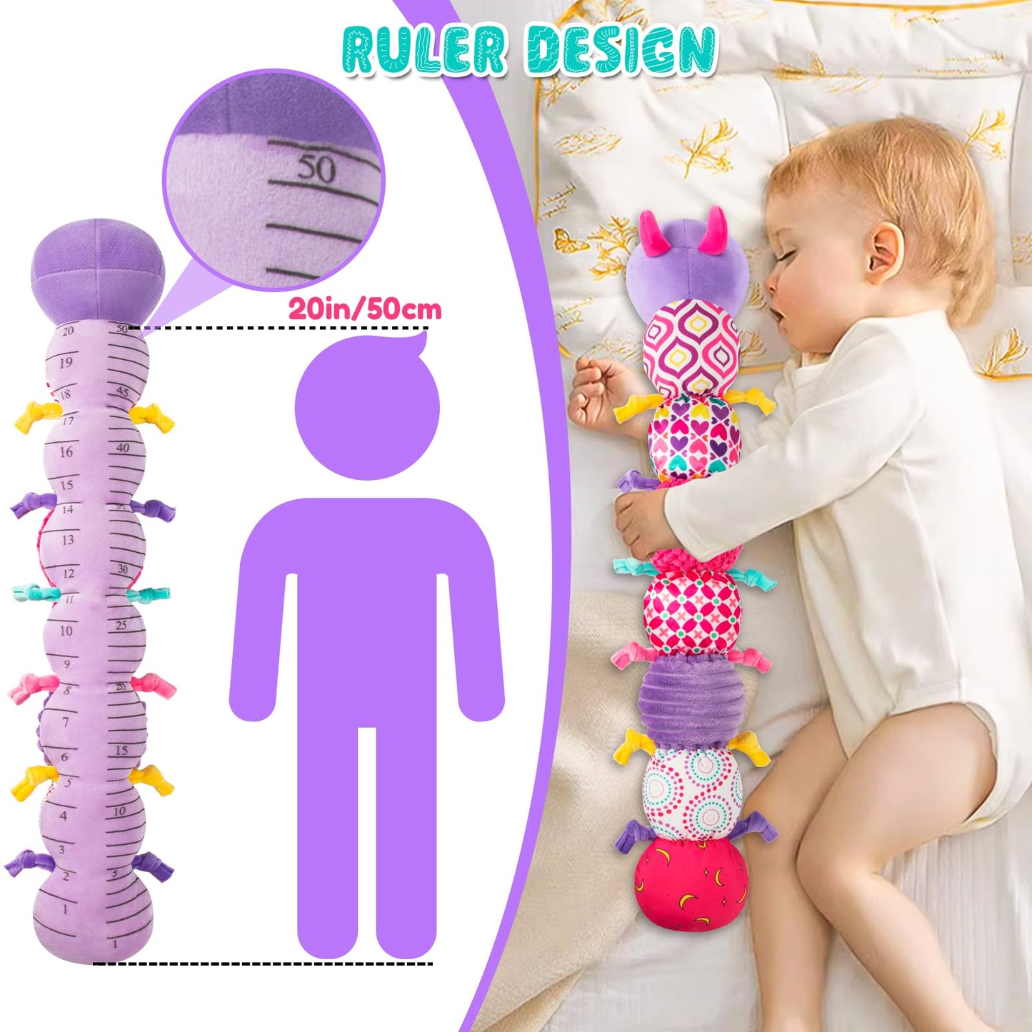 Baby Stuffed Animal Toys for 0-6 6-12 Months, Baby Musical Caterpillar Tummy Time Toys for Babies 3 6 9 12 18 Months, Newborn In