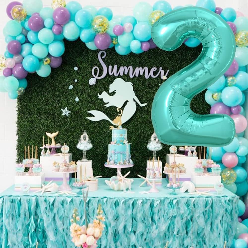 Toniful 40 Inch Large Teal Blue Number 24 Balloons Giant Digital 24 Or 42 Helium Balloons, Foil Mylar Big Number Balloons For 24