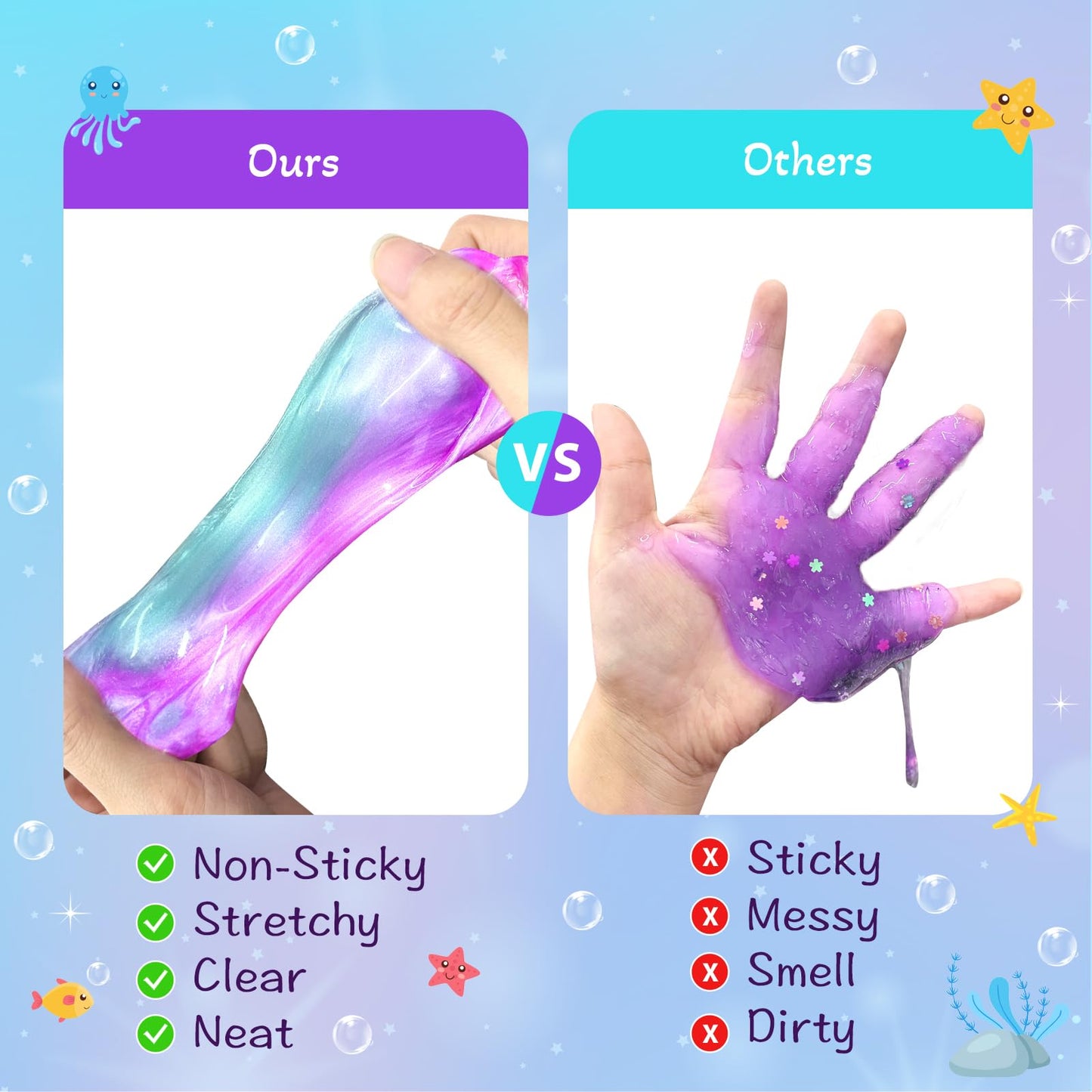 36 Pack Mermaid Slime Kit Party Favors For Kids Slime Cup Bulk Stretchy & Non-Sticky Diy Stress Relief Putty Toy Christmas Holid