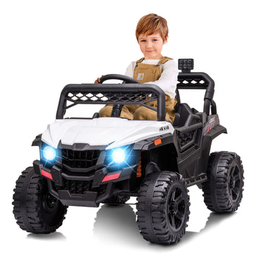Rctown 12V Kids Ride On Car Truck W/Parent Remote Control, Spring Suspension, Led Lights, Aux Port, Music (White, No Tent)
