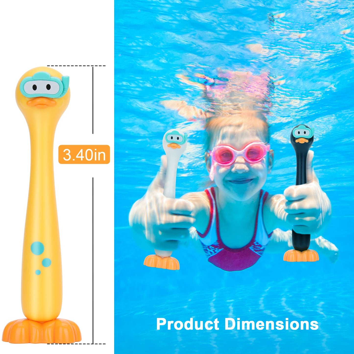 Doadw Summer Toys Underwater Pool Games Dive Sticks Duck 3-Pack