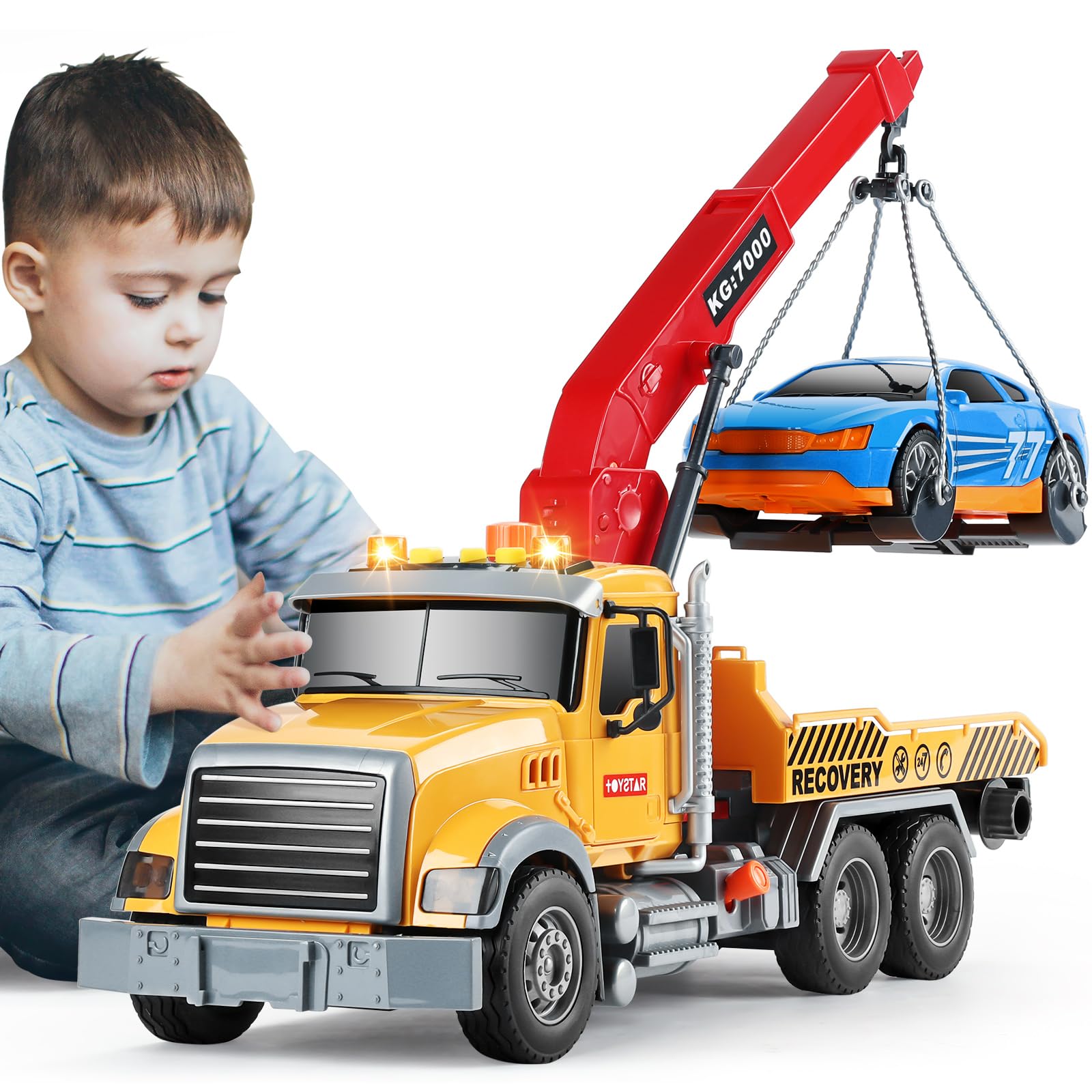 SASBSC Tow Truck Toys for 3 4 5 6 7 Year Old Boys Big Construction Toy ...