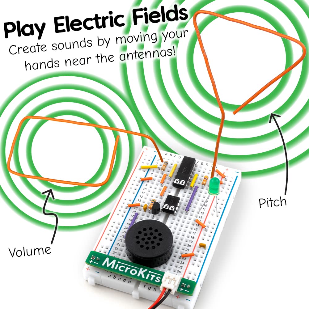 Microkits Theremin Electronics Kit | Educational Electronic Music Steam/Stem Kits For Kids Or Grown Ups| No Tools Needed Easy To