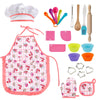 GIFTRRTOY Real Kids Cooking and Baking Set - 24 Pcs Kids Chef Role Play Costume Set Includes Cake Apron, Chef Hat, Cooking Mitt,