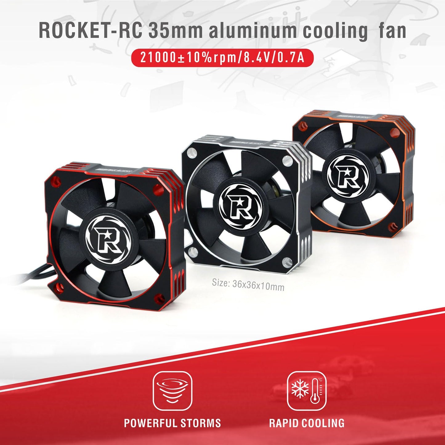 Surpass Motor Cooling Fan 21000RPM RC Motor Heatsink 35mm ESC Cooling Fan for RC Car 1/8 1/10 1/12 Scale 42mm Brushless Motor (B