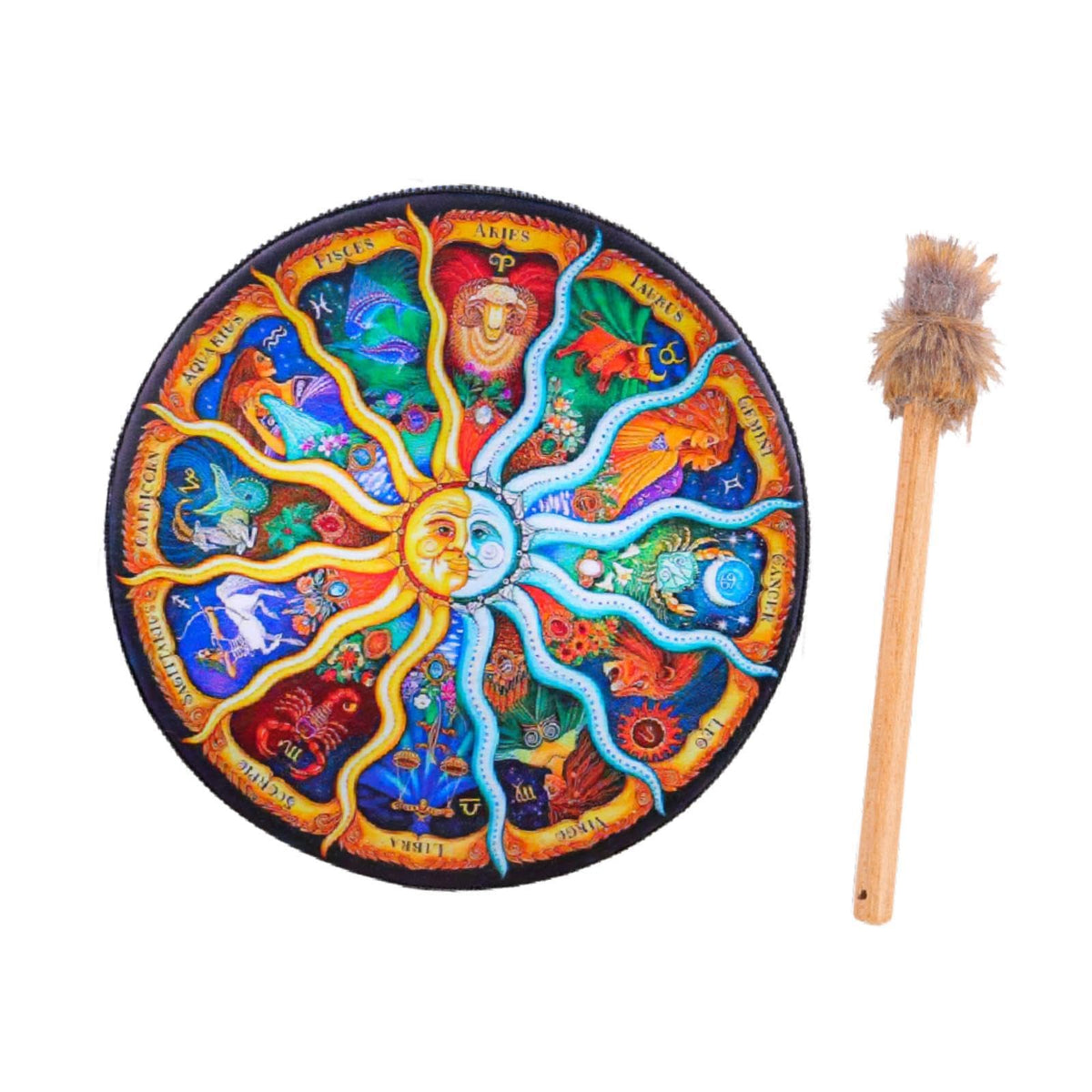 Zoomella Shaman Drum Decoration For Ceremony Festival Prop Instrumental Shamanic Drum Twelveconstellations Musical Instruments &