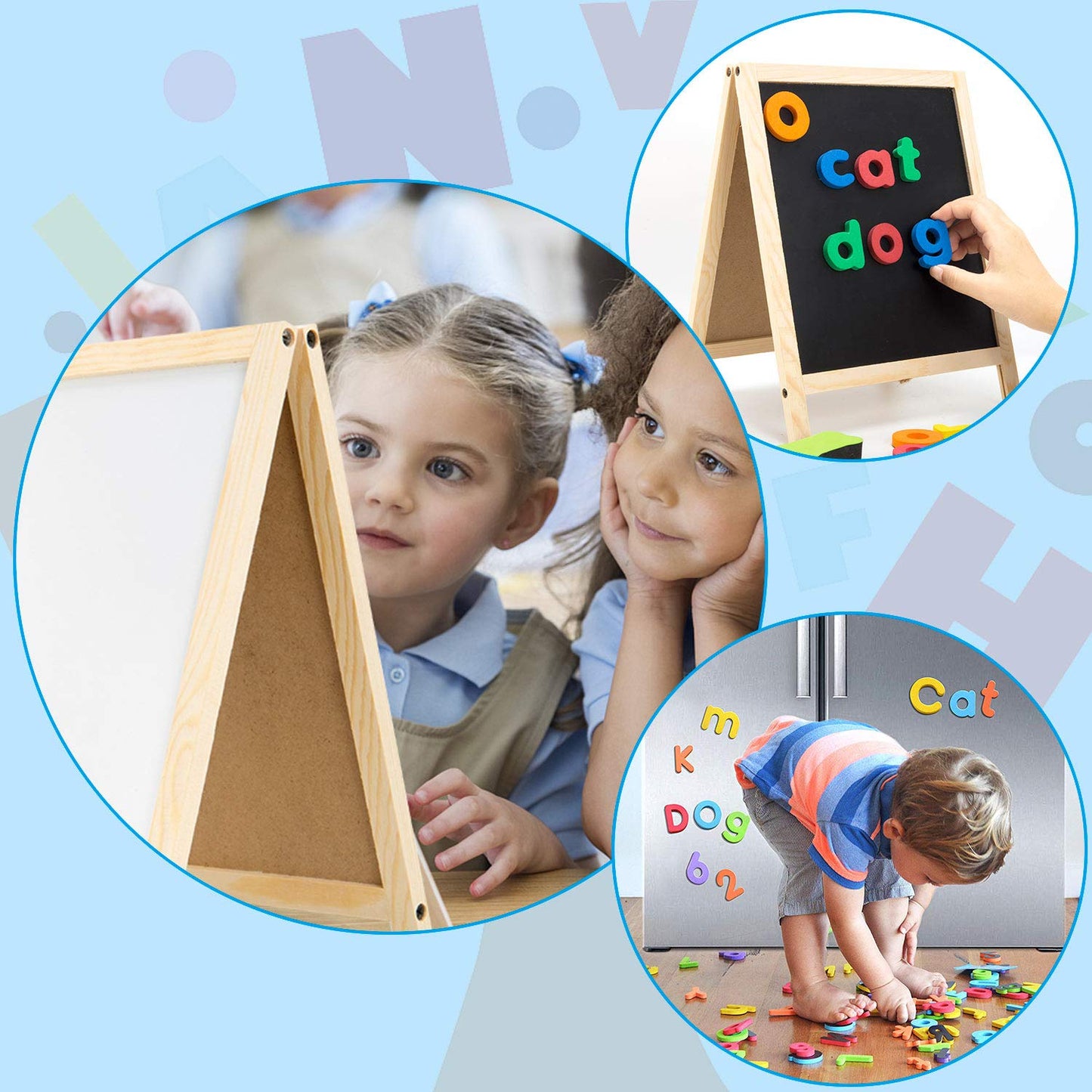 Innocheer Magnetic Letters And Numbers For Toddlers, Magnetic Board For Kids, Abc Alphabet Magnets, Educational Dry Erase Board - Whiteboard & Chalkboard For Toddlers Writing & Drawing Kids Toys