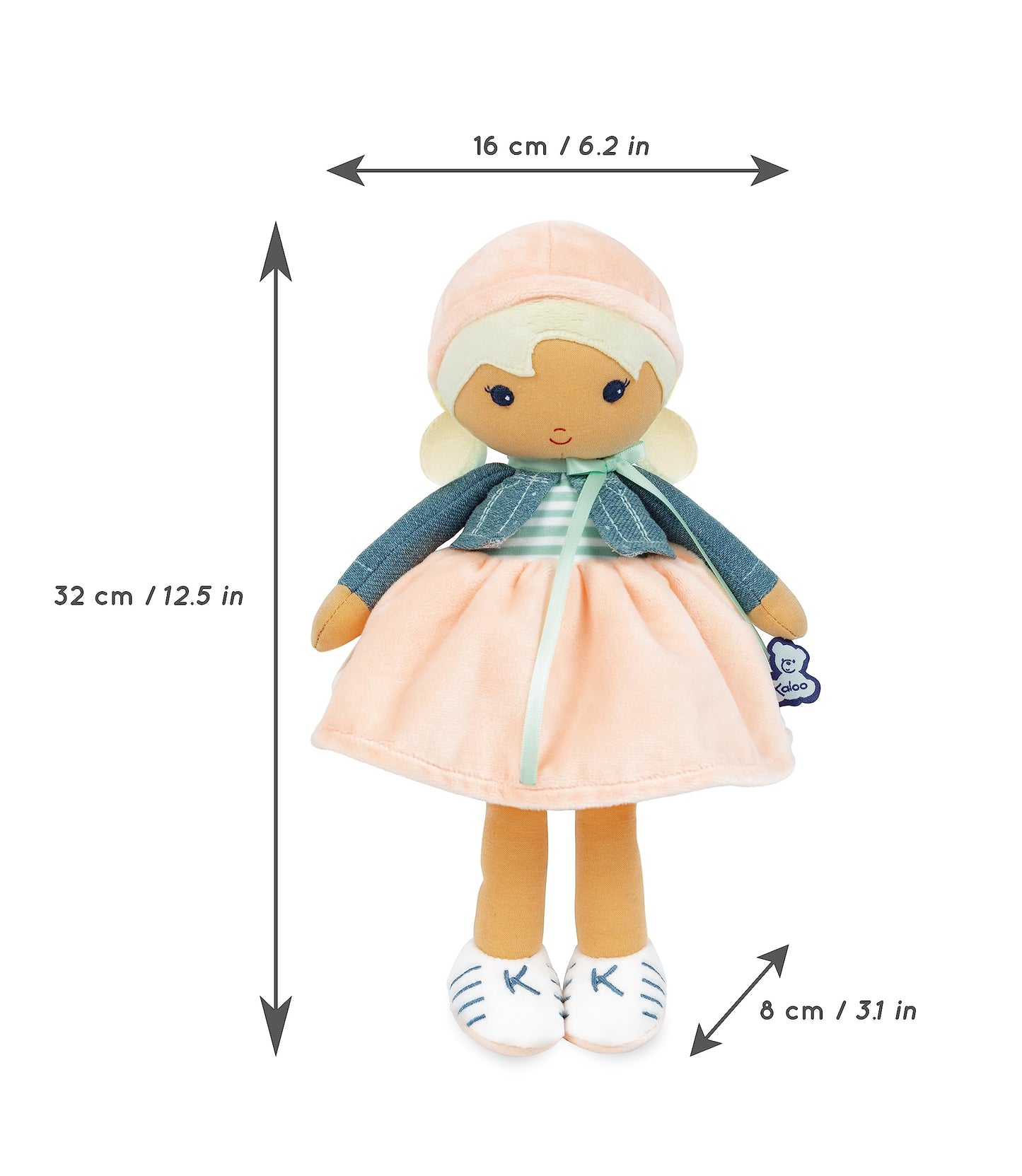 Kaloo Tendresse My First Fabric Doll Chloe K 12.5” - Machine Washable - Ages 0+ - K963660