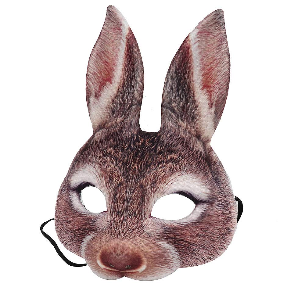 Hosfairy 1Pcs Half Face Animal Mask Rabbit Mask Horror Rabbit Mask for Halloween Easter Costume Party Cosplay Props (Brown)