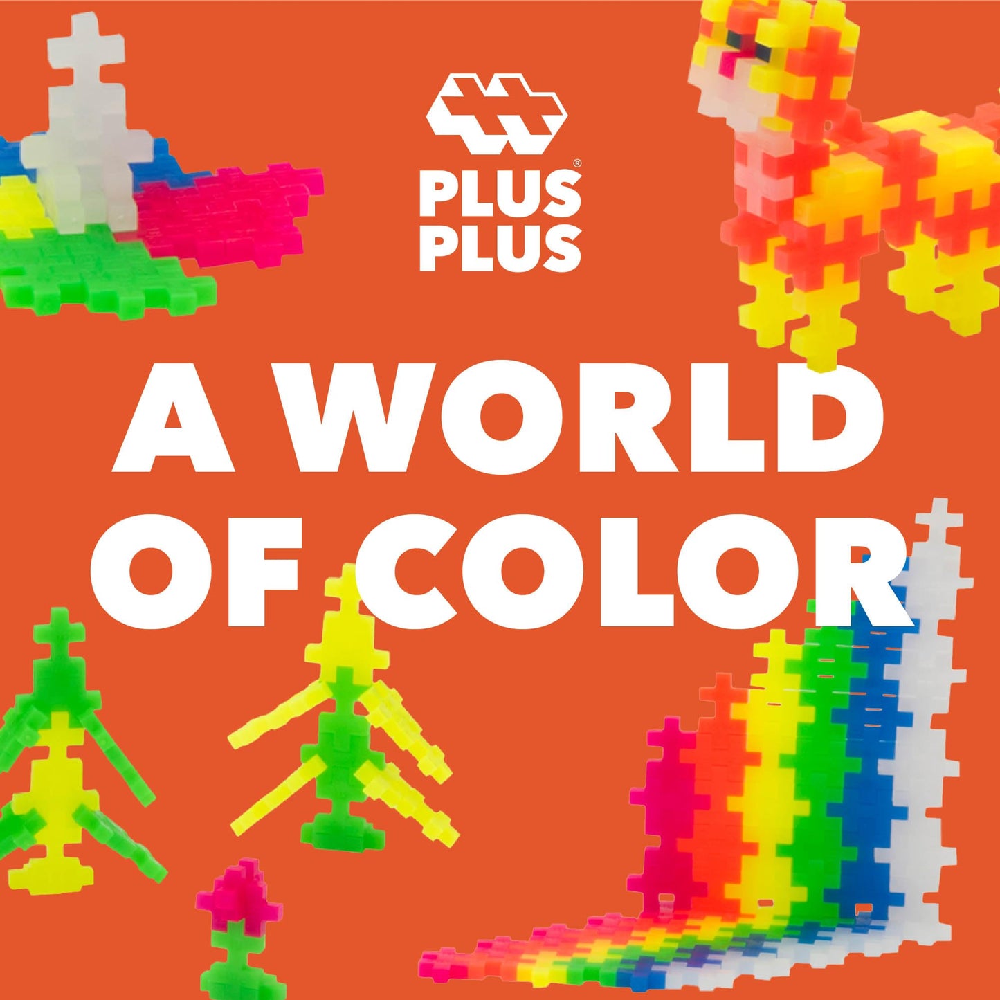 Plus Plus - Open Play Set - 600 Piece - Neon Color Mix, Construction Building Stem Toy, Interlocking Mini Puzzle Blocks For Kids
