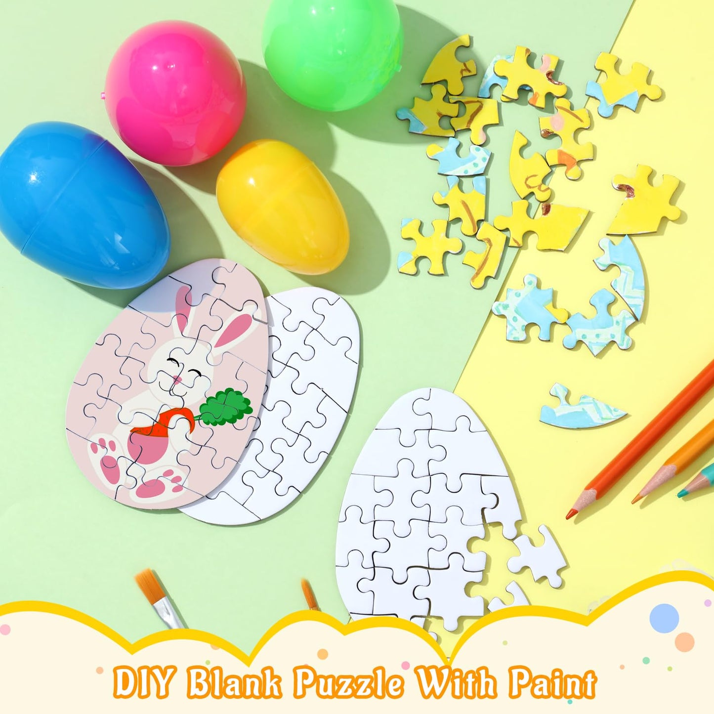 Motionchic 20 Pack Easter Egg Blank Puzzles To Draw On 18 Pieces Each 3.9 X 2.7 Make Your Own Puzzle Egg Shape Create Your Own P