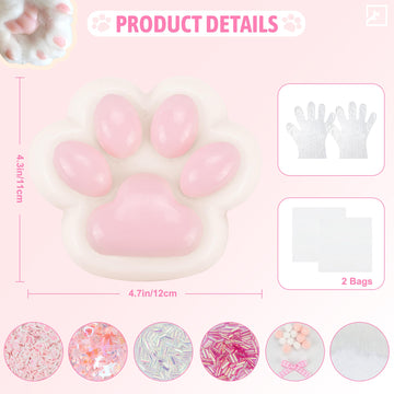 ZIFTY 4.7 Inch Large Paw Squishy Toys Big Furry Cat Paw Taba Squishy Squeeze Toys Stress Relieving Fidget Toy Sensory Toys for mature-themeds with DIY Accessories (Pink)