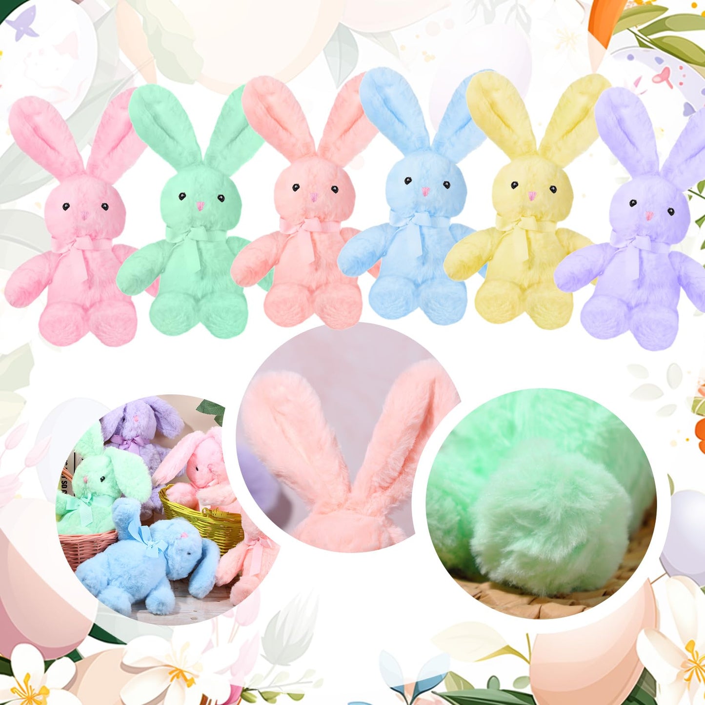 Foilswirl Plush Stuffed Animals Cute 9.84'' Cuddly Toys Soft Plushies With Bowtie Macaron Color For Party Basket Stuffers Mother