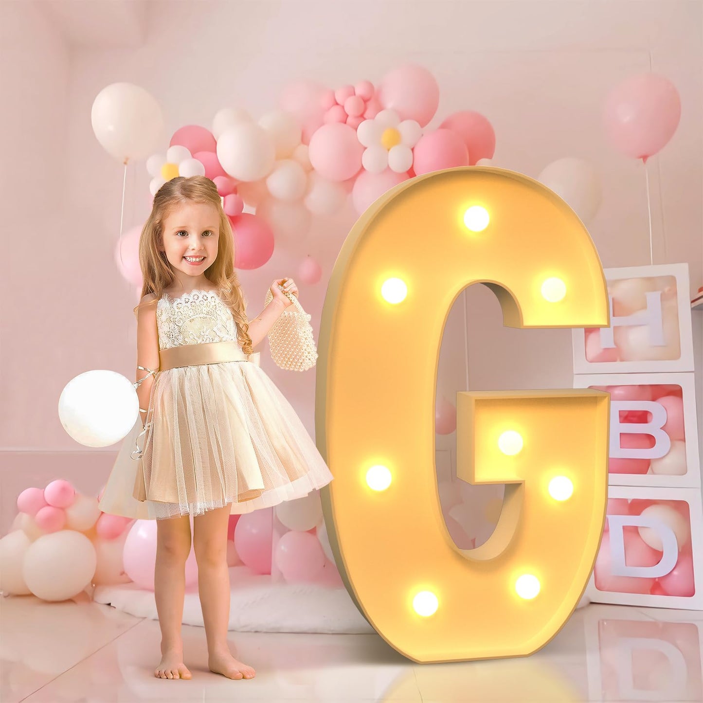 Imprsv 3Ft Marquee Light Up Letters G, Large Light Up Letters, Big Marquee Letters For Party Decorations Baby Shower Anniversary