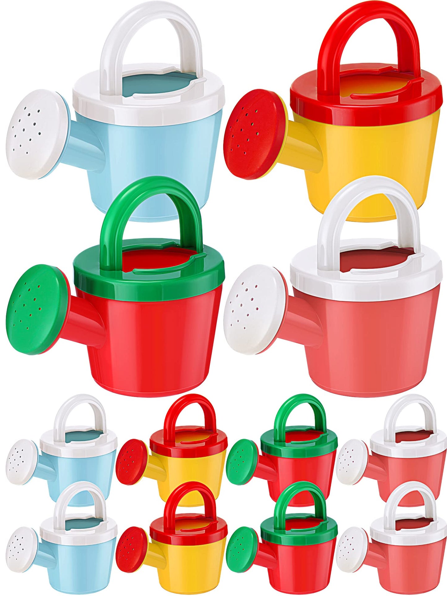 Sosation 12 Pieces Watering Can for Kids Bath Buckets Toys Play Sand Toys Plastic Small Watering Pot with Handles for Childrens