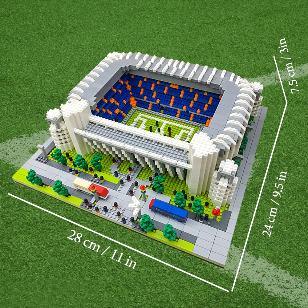 GOTIMON Micro Mini Blocks Football Stadium Set, 4575 Pieces, Plastic, White/Blue/Orange/Green, Model GT070