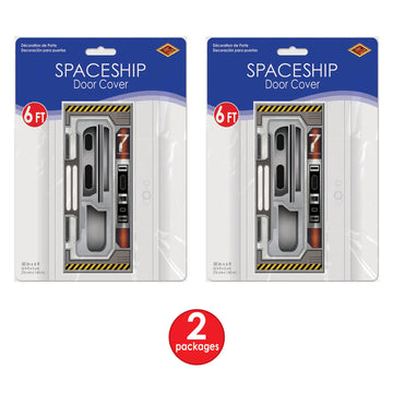 Beistle Set of 2 Plastic Spaceship Door Covers, Decorations for Outer Space Galaxy Alien Theme Birthday, Futuristic Party Suppli