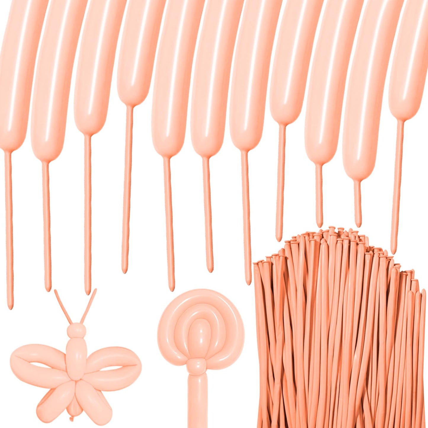 Hykjnbw Orange Long Balloons For Balloon Animals, 260 Pastel Balloons Art Kit For Twisting, Skinny Modeling Balloons Supplies Fo