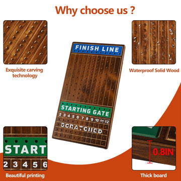 Medikaison Large 21 Inches Horse Racing Board Game Thickened Wood Metal Horses Finish Line Horse Race Game for Party and Gatheri