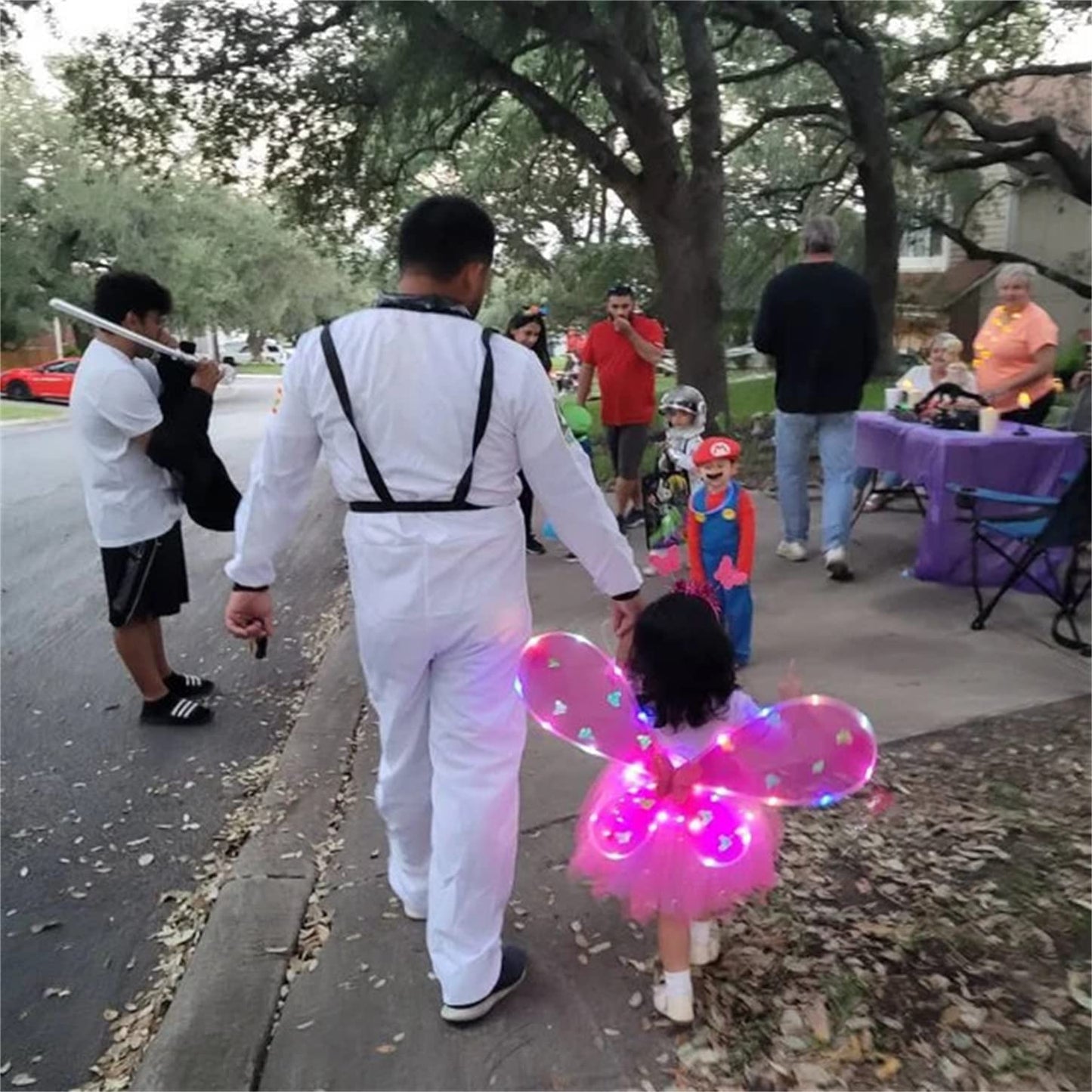 Purfeel Girls Led Light Up Angel Wings Kids Butterfly Wings Costume 4Pcs Sets Pink