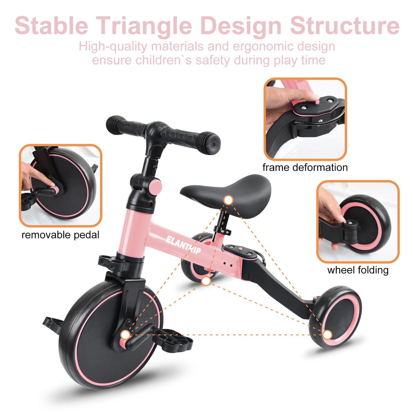 Elantrip 5 in 1 Balance Bike for 1 to 3 Years Old Kids,Toddler Tricycle Kids Trikes Tricycle, Best Toys for Boy & Girl, Balance