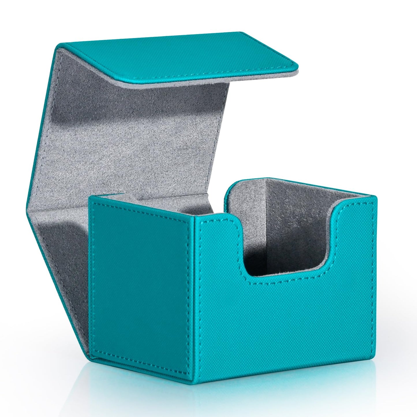 Zlca Card Deck Box For Trading Cards, Mtg Commander Deck Box Holds 120+ Single Sleeved Cards, Leather Magnetic Card Storage Box Fits For Tcg Ccg Magic Cards (Turquoise)
