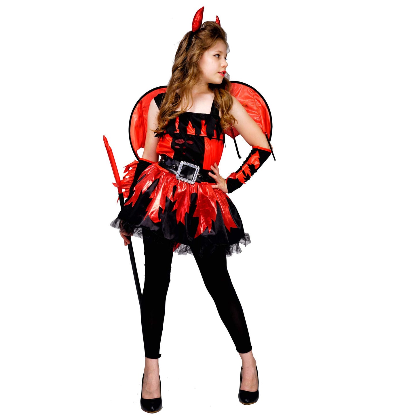 Pgond Red Devil Dress Halloween Costume For Girls (7-9 Years)