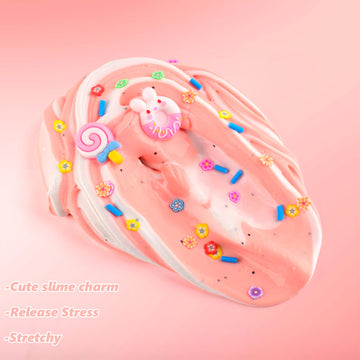 Generic Pink Butter Slime, Lollipop And Round Bunny Add Ins, Super Soft And Non-Sticky, Birthday Gift, Party Favors For Girls Boys, Diy Scented Stretchy Slime Toy(7Oz)