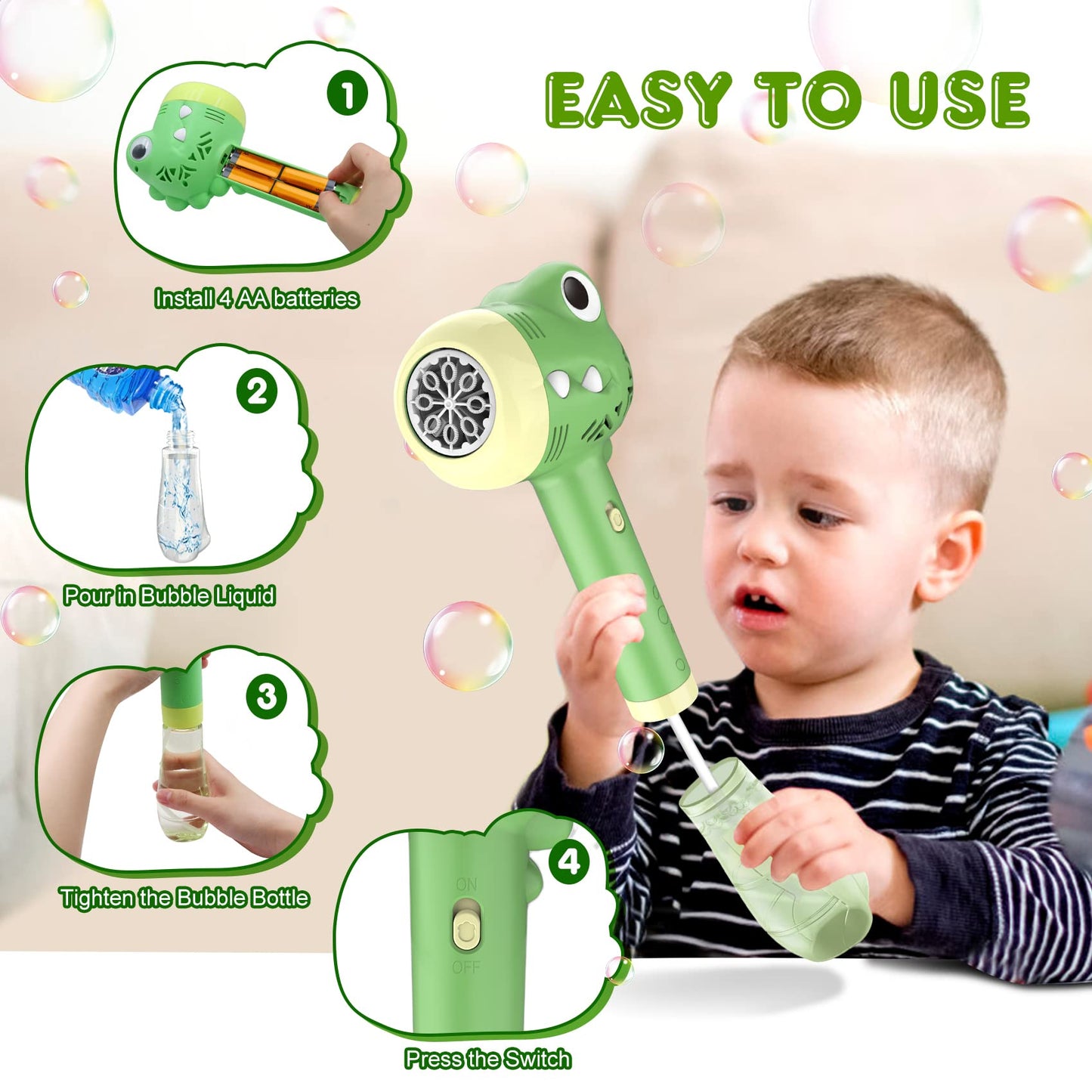 Bubble Machine For Kids | Outdoor Toys For Toddlers Age 3-5 | Perfect As A Gift For Party Favors Birthdays Valentine Halloween And Christmas | Battery Operated Bubble Wand For Easy Outdoor Use