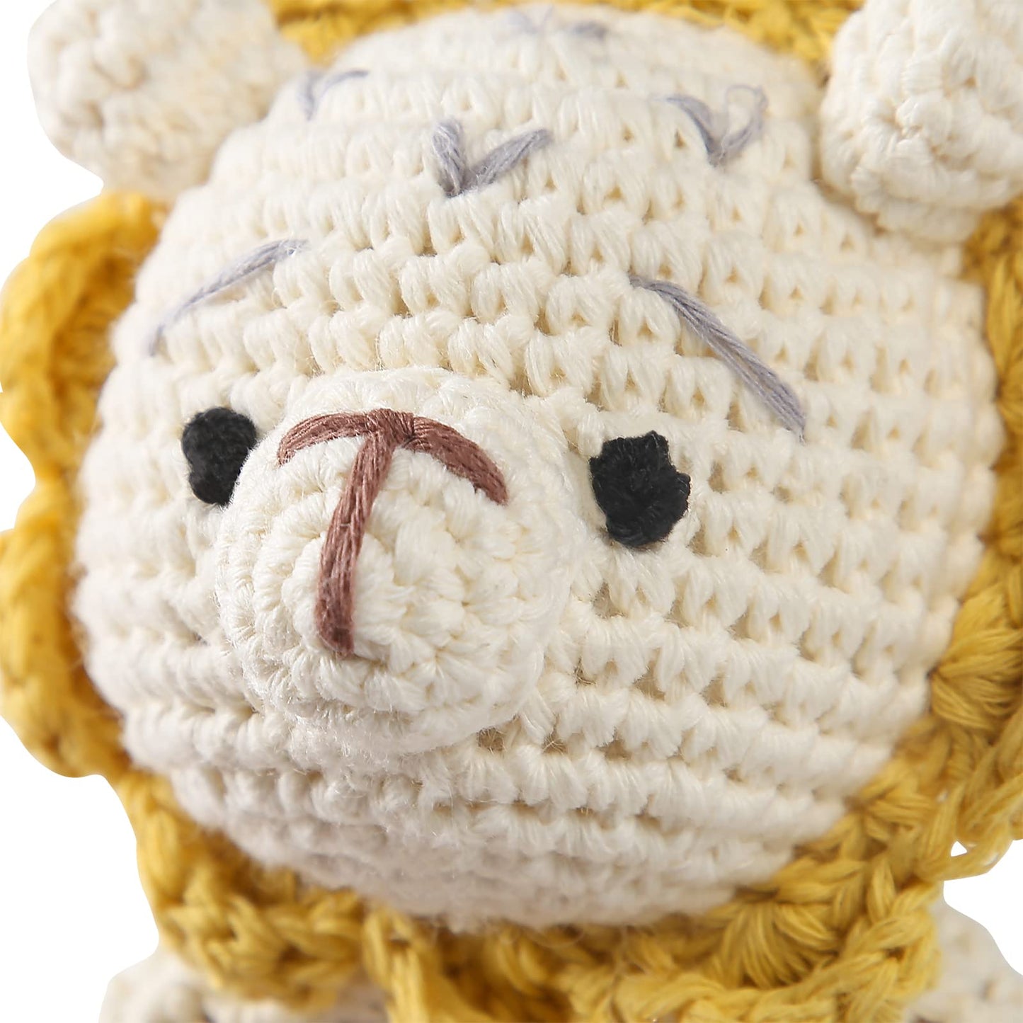 Wooden Baby Rattle Crochet Lion Baby Toys Handmade Newborn Toy Early Development Grips Stuffed Animal Organic Rattle