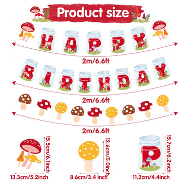 Sunbeauty Mushroom Happy Birthday Banner Mushroom Birthday Party Decorations Mushroom Party Decor Mushroom Garland Mushroom Deco