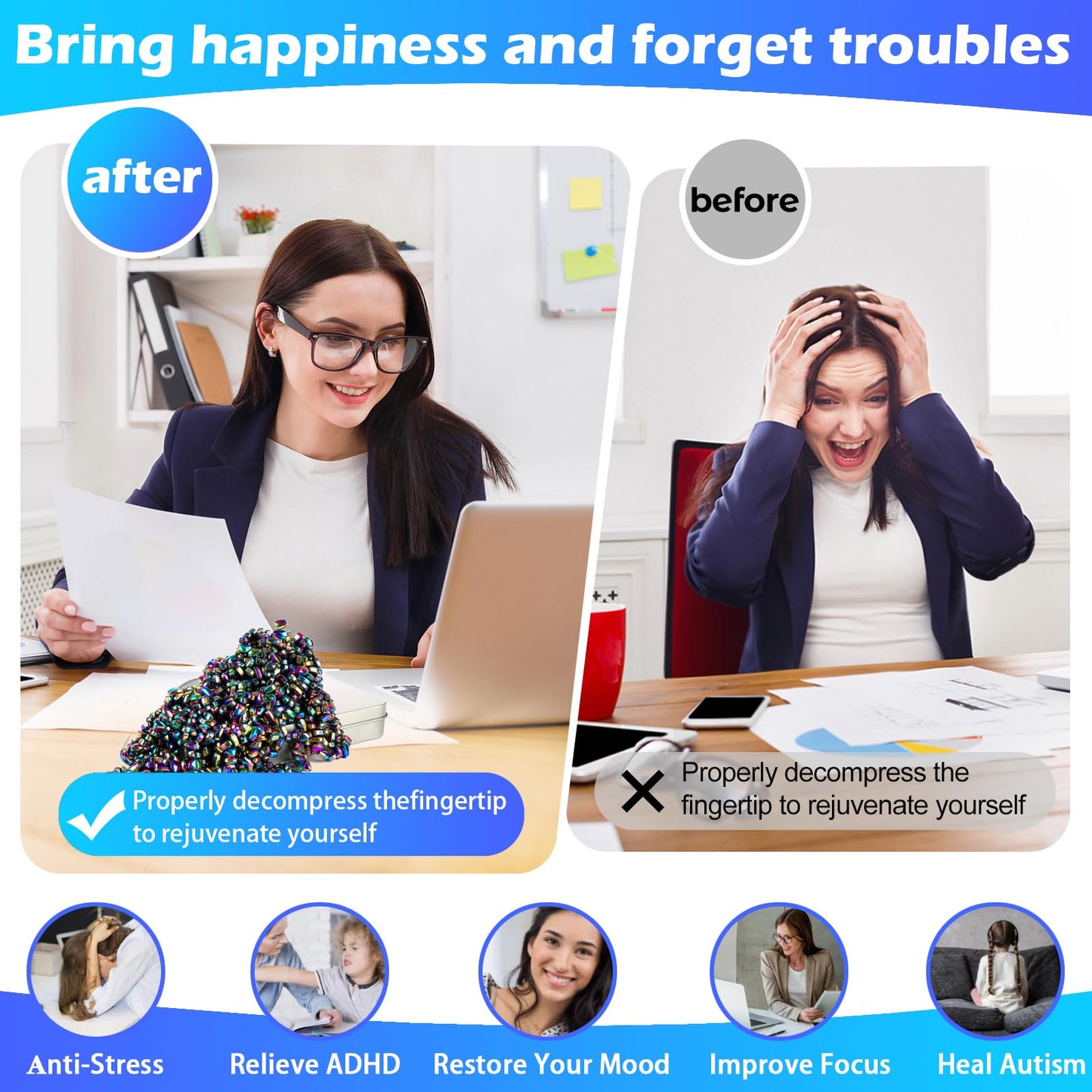 550+pcs Ferrite Putty Fidget Toys | Ultimate Stress Relief & Focus Tool for Adults | Reusable Desk Toy for Office Anxiety & Sens