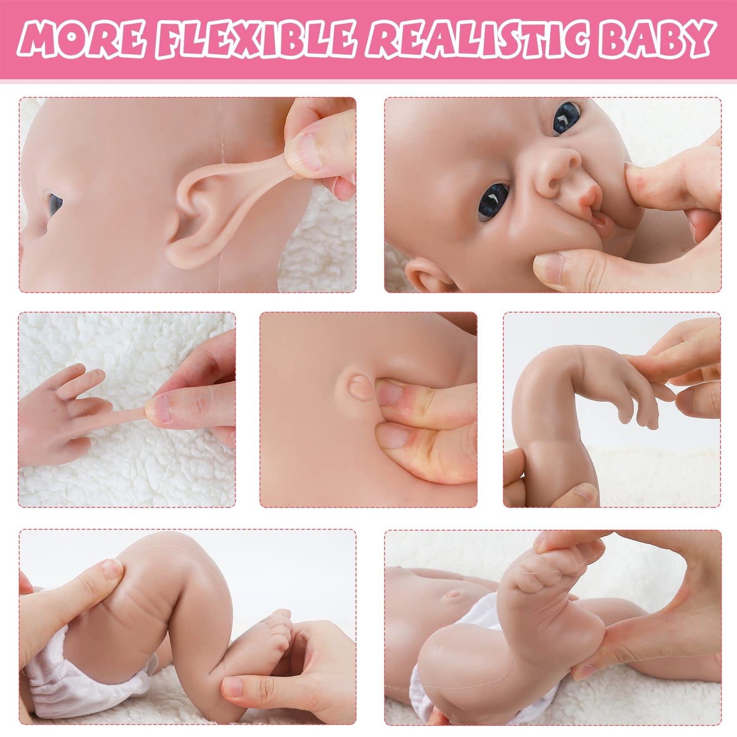 Ivita 19 Inch Full Body Silicone Reborn Baby Doll Boy,Not Vinyl Material Dolls,Platinum Silicone Doll,Lifelike Newborn Baby Doll