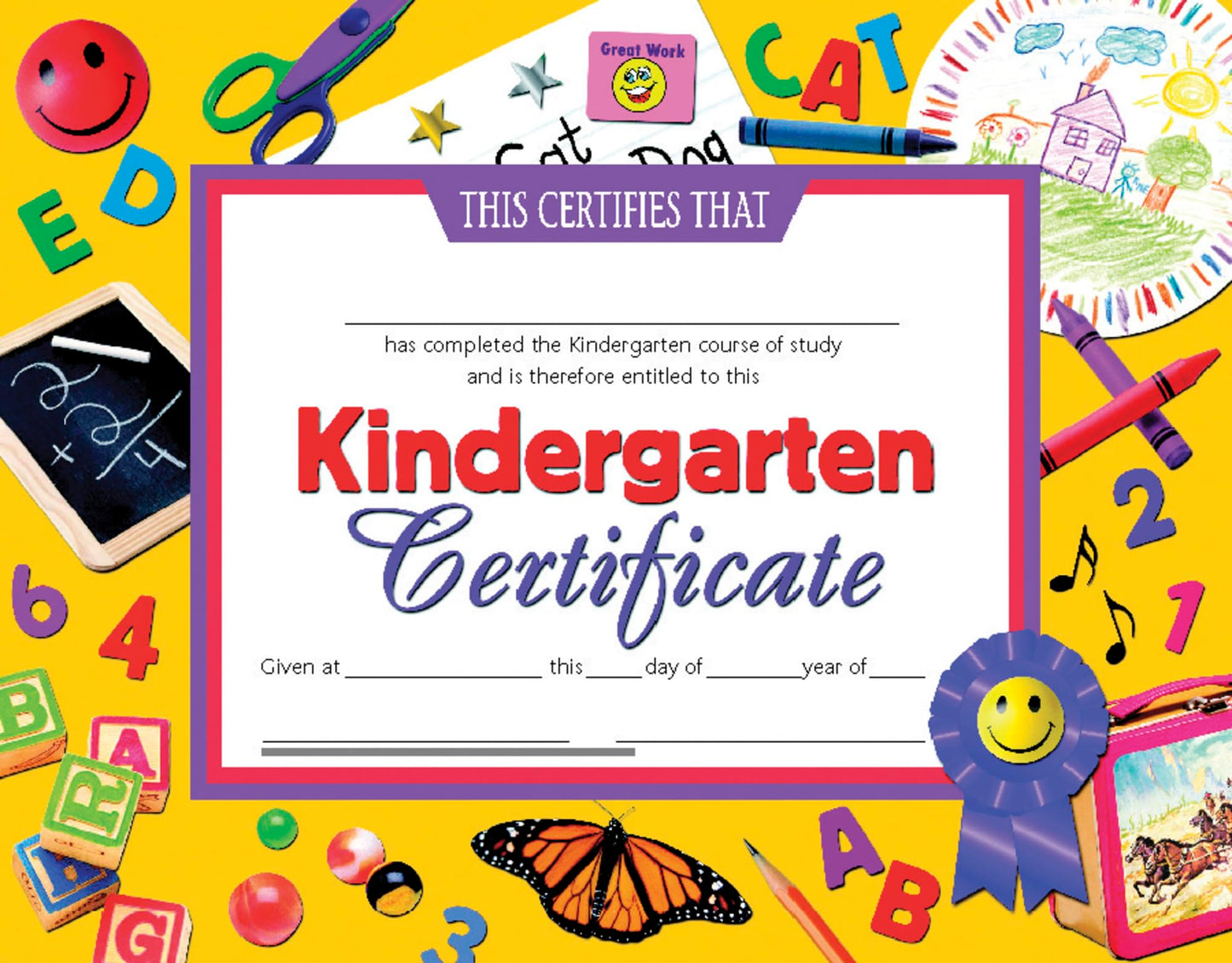 Hayes School Publishing Kindergarten Certificate, 8-1/2 X 11 In, Paper, Pack Of 30, (78301)