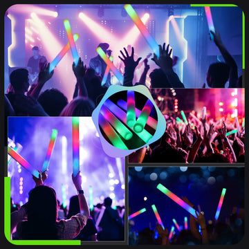 Honlyne205 Pcs Foam Glow Sticks, Bulk Glow Sticks With 3 Modes Colorful Flashing, Led Light Stick, Glow In Dark Party Supplies F