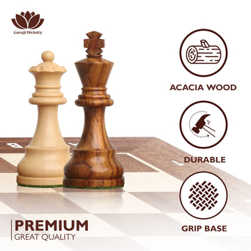 Blessings Decor Collector Edition Wooden Chess Pieces Chess Coins Pawns Chessmen Figurine Pieces (Brown & White)