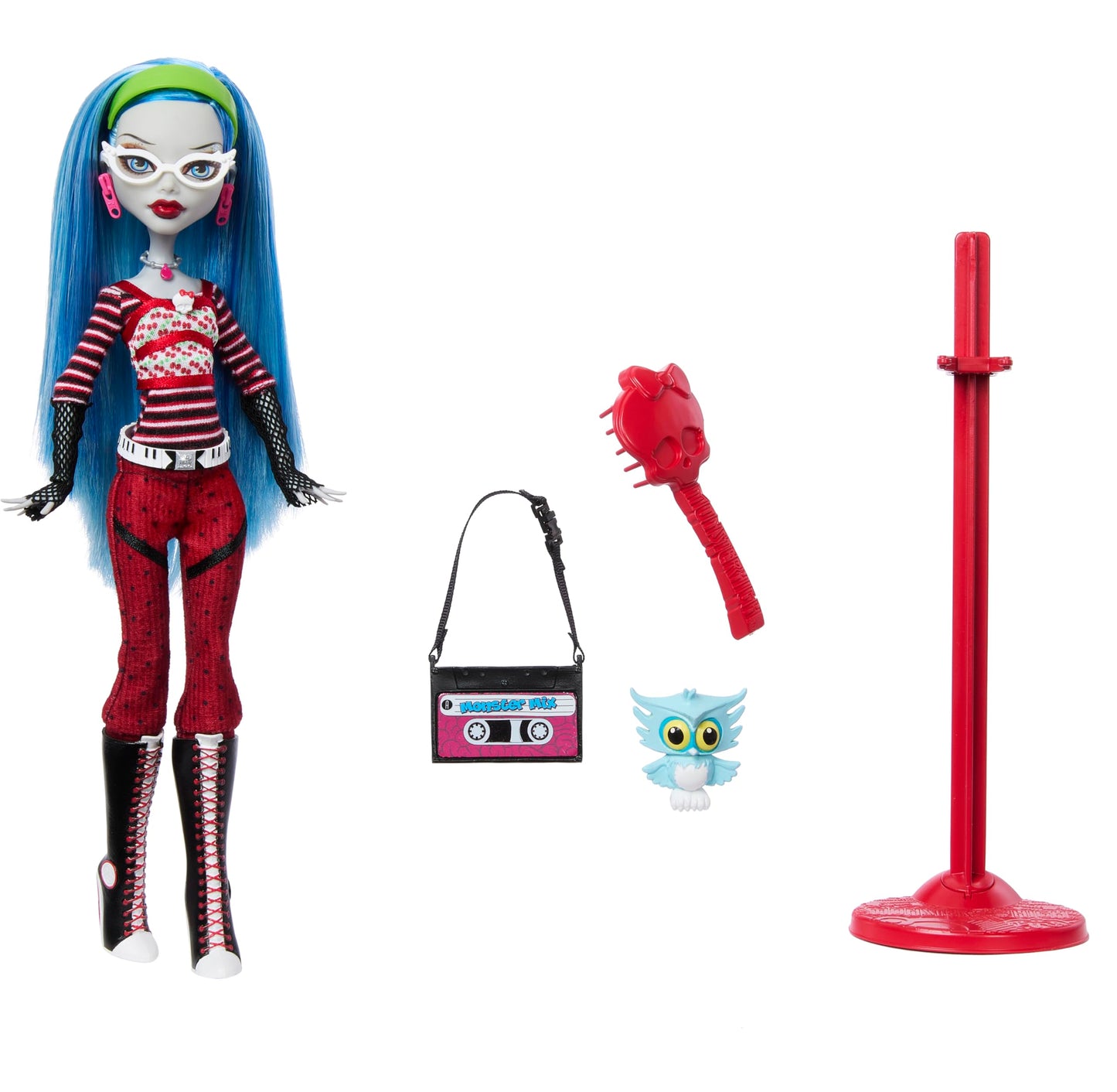 Monster High Ghoulia Yelps Doll - Collectible Reproduction with Stand, Diary & Owl - Multicolor, Model HRP84