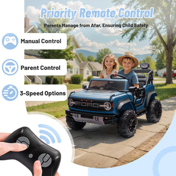Segmart 2 Seater 24V Ride On Toys For Big Kids, Licensed Ford Bronco Raptor, Powerful Wheel With Remote Control, Headlight/Music
