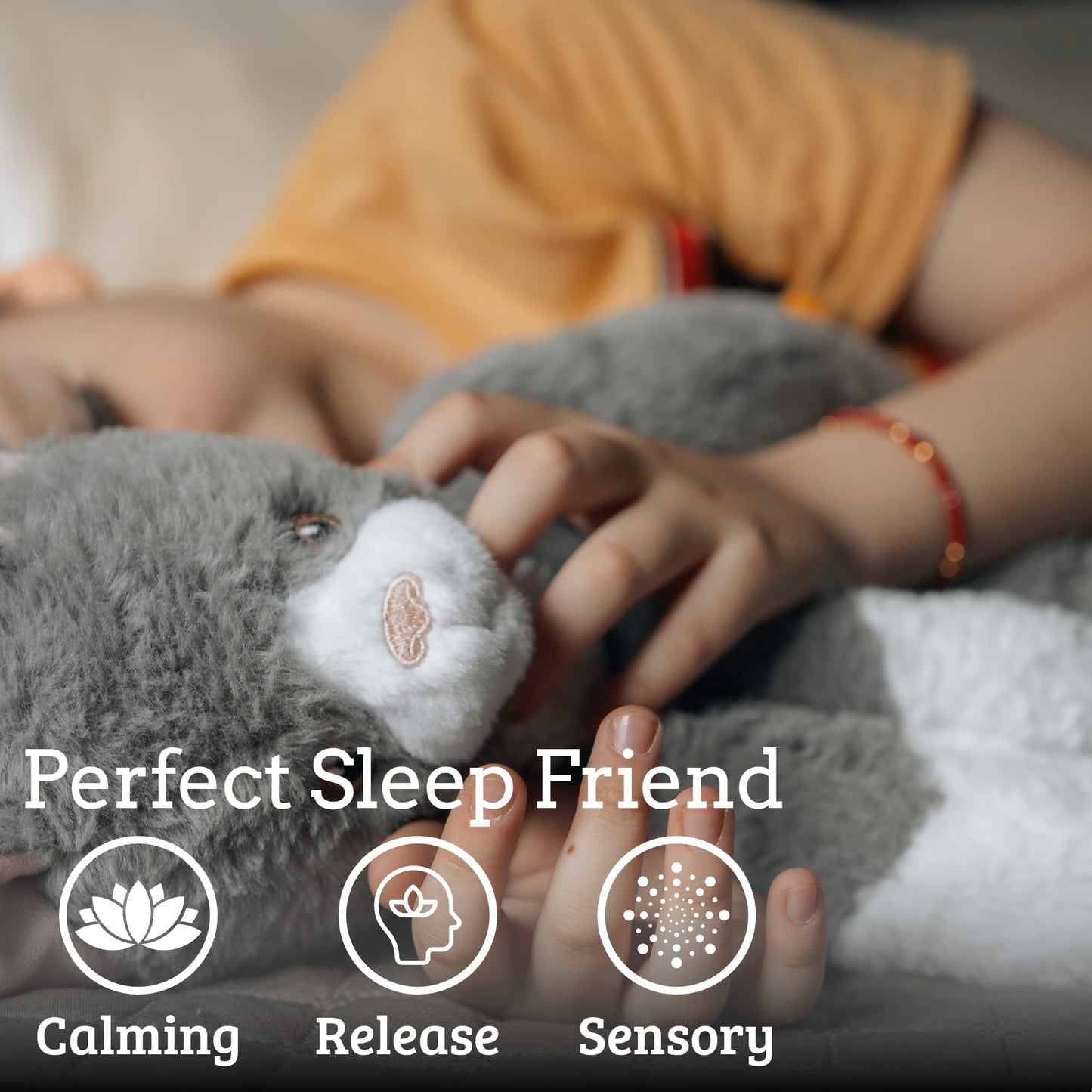 lulumaia 20 Weighted Stuffed Animal - 3.5lb Microwavable Plush for Menstrual Cramps & Stress Relief - Grey Lazy Kitty