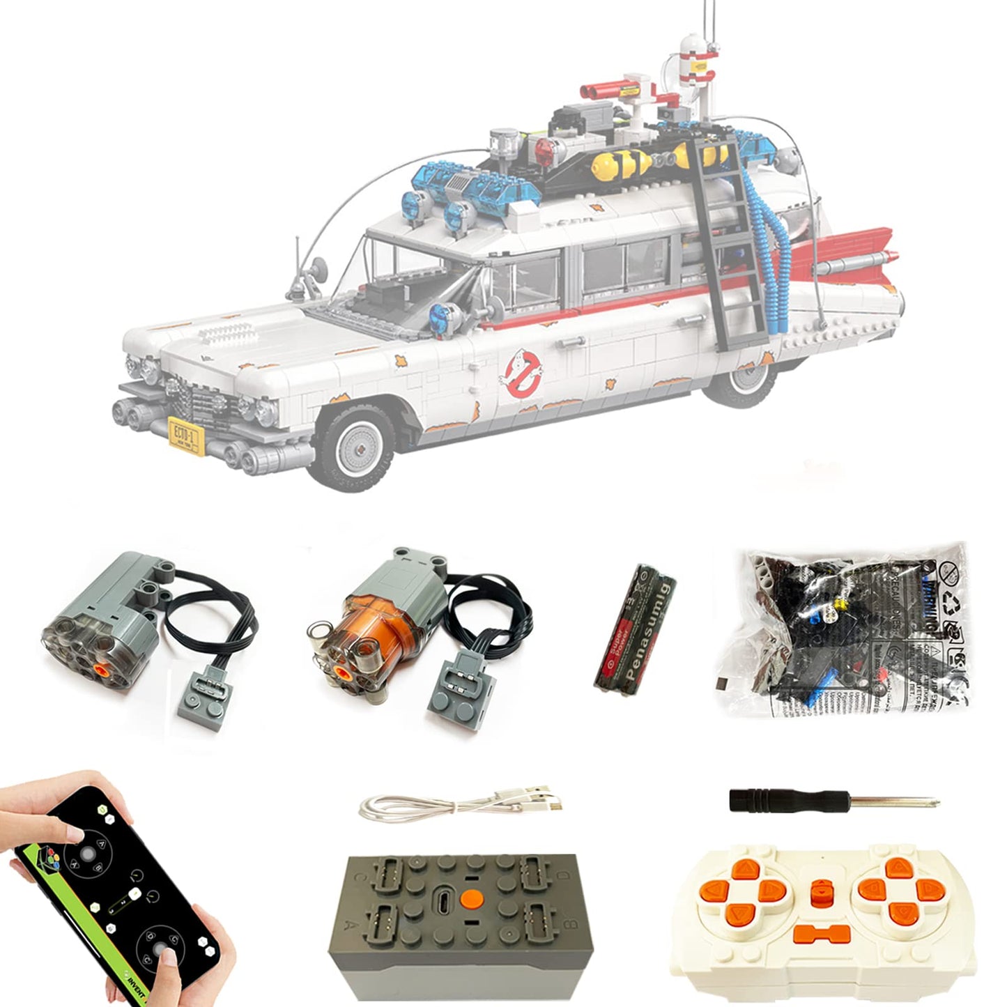For Lego Icons Ghostbusters Ecto-1 10274 Super Motor And Remote Control Upgrade Kit, Birthday, For Adults, Compatible With Lego 10274(Model Not Included)…