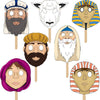 The Dreidel Company Passover Character Masks, Laminated Pesach Stick Puppets For Seder, 7 Masks Per Set (10 Sets)