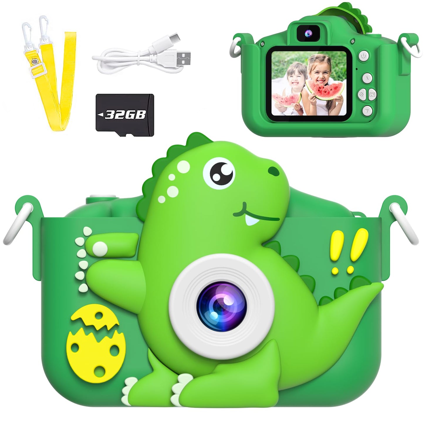 Mindpal Selfie Kids Camera,Dinosaur Christmas Birthday Gifts For Kids, 1080P Hd Digital Video Camera With 32 Gb Sd Card For Todd
