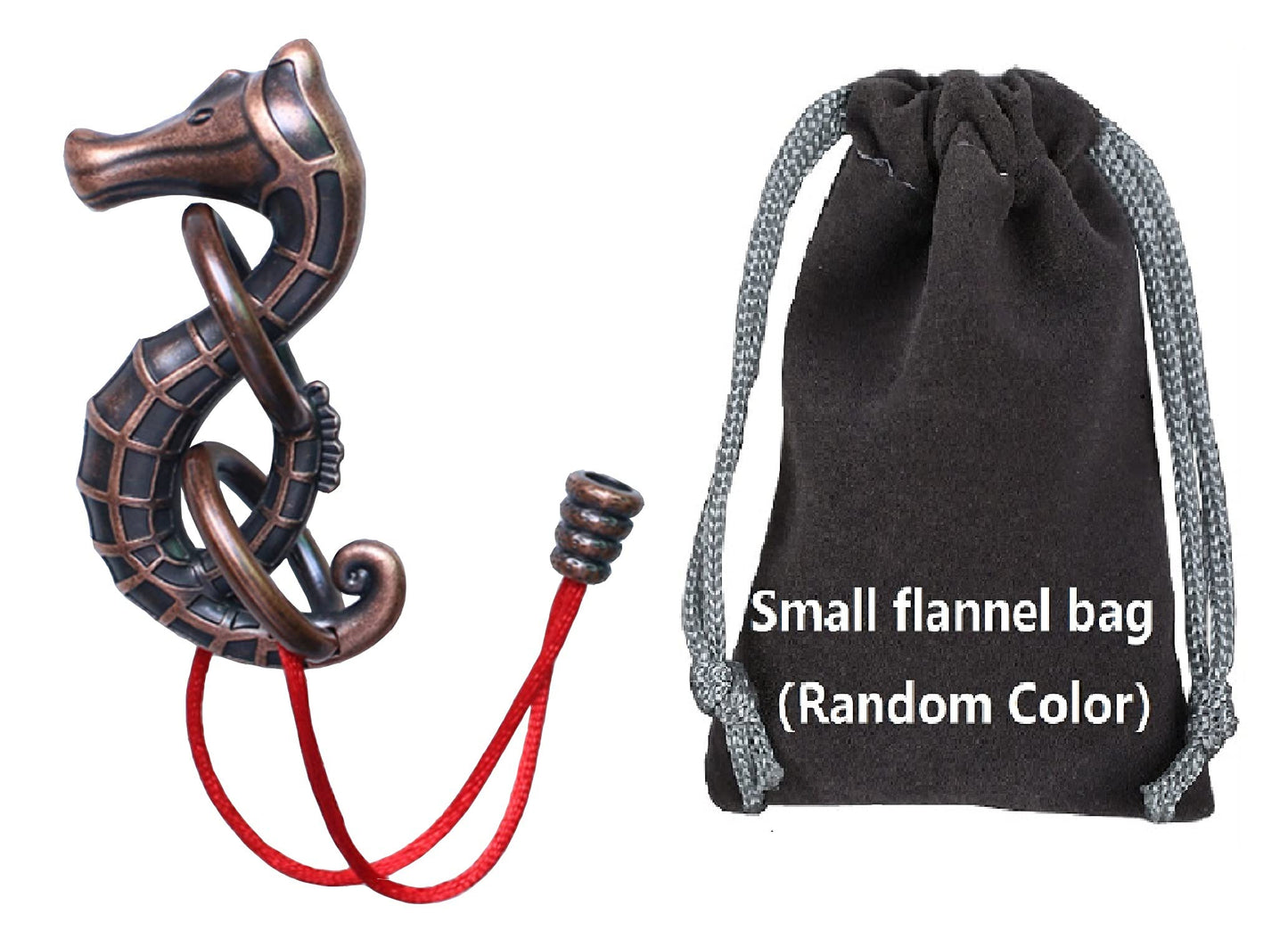 GINFH Cast Metal Brain Teaser Puzzle - Seahorse & Rope, Zinc Construction, Intellectual Toy for Exploration and Thinking