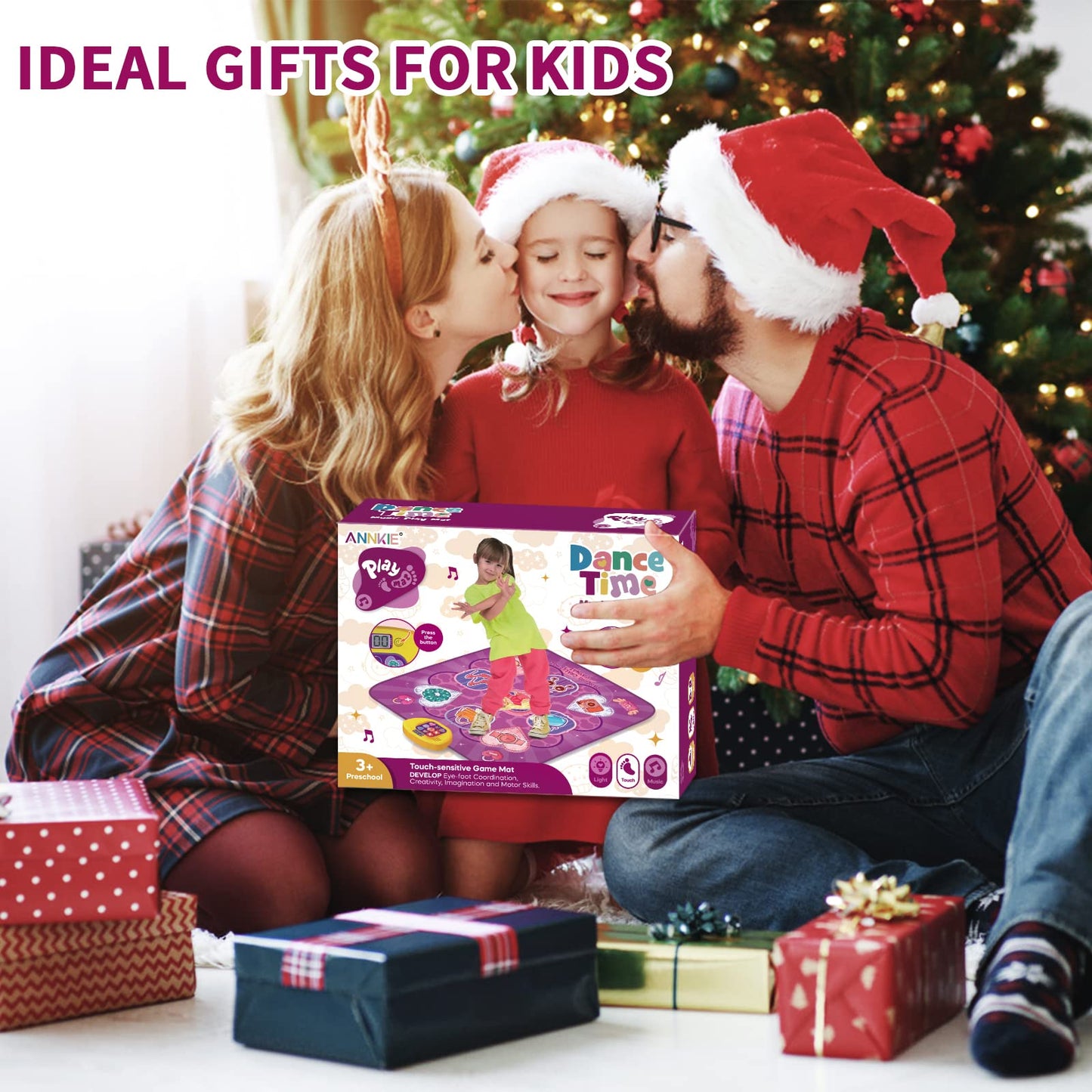 ANNKIE Dance Mat for Kids, Purple, PVC, 34.64'' x 39.37'', 5 Game Modes, Ideal for Ages 3-8, Perfect Birthday/Xmas Gift