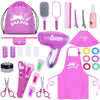 Gifts2U Hair Salon Toys For Girls, 26 Pcs Realistic Girl Beauty Salon Playset Hair Styling Set With Blow Dryer, Barber Costume A