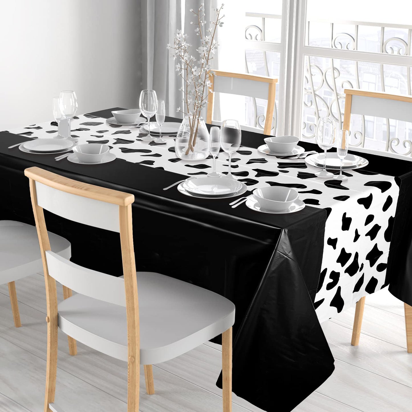 Oudain 3 Pcs 54 X 108 Inch Cow Table Cloths For Party Cow Tablecloth Paisley Table Runner Table Cover Rectangular Birthday Party