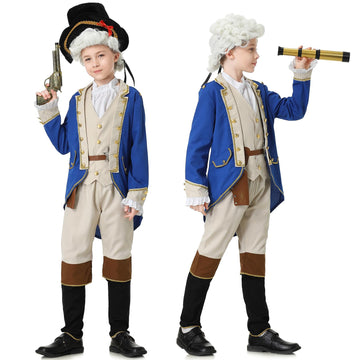 Aicoaub George Washington Costume Boys Colonial Patriot Revolutionary War Founding Father Hamilton Costume Kids Boys