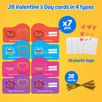 Feltom 28 Pcs Valentines Day Gifts For Kids - Wacky Tracks Fidget Toy Valentines Cards For Kids Finger Fidget Sensory Stress Rel