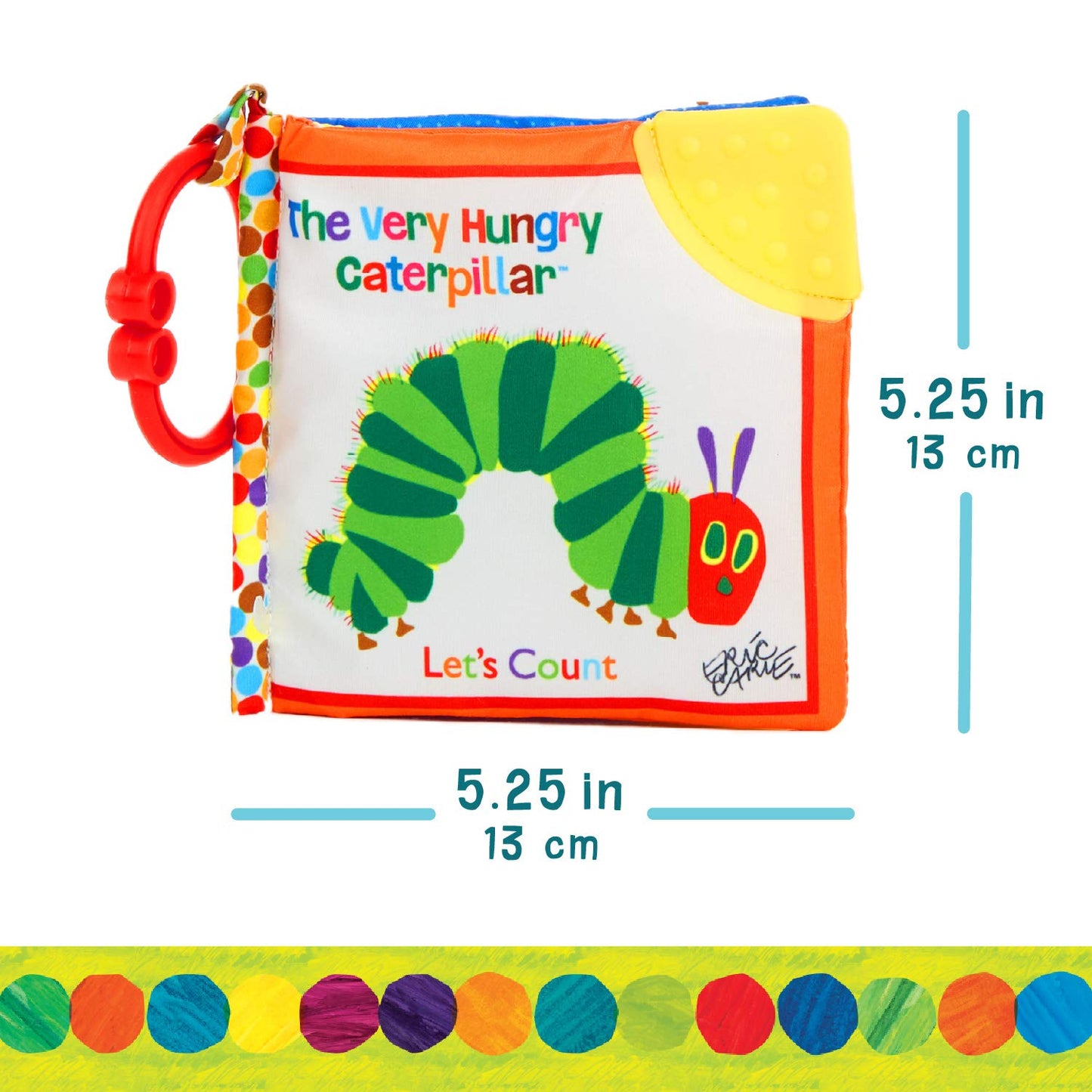 Let'S Count Soft Book - World Of Eric Carle The Very Hungry Caterpillar Baby On The Go Clip Teething Crinkle Soft Sensory Book For Babies, 5.25X5.25 Inch